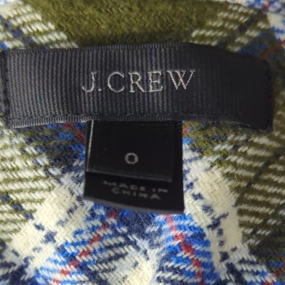 J.Crew Boy Shirt Misty Forest Plaid Shrunken Fit Cotton‎ Button Down Size 0 - Picture 7 of 8